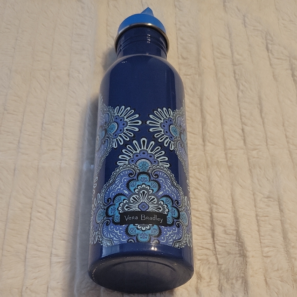 Vera Bradley Navy and Light Blue Floral Water Bottle 20 oz